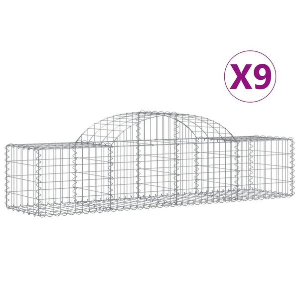 vidaXL Paniers à gabions arqués 9 Pièces 200x50x40/60 cm fer galvanisé