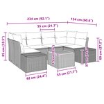 vidaXL Ensemble de canapé de jardin 7 pièces avec coussins noirs en poly rotin acacia
