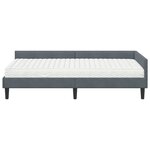 vidaXL Cadre de lit d'angle avec matelas Autre 2 Pièces Gris Velours