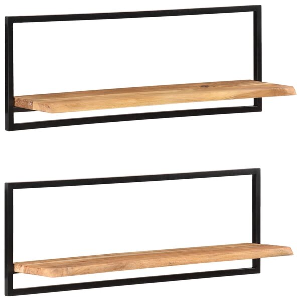 vidaXL Étagères murales 2 Pièces 100x24x35 cm Bois d'acacia et acier