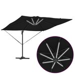 vidaXL Parasol Cantilever Roma de avec LEDs - Noir  286 x 285 x 270 cm  en aluminium.
