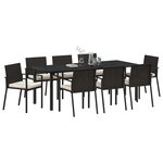 vidaXL Ensemble de salle à manger pour jardin 9 Pièces Noir