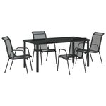 vidaXL Ensemble de salle à manger pour jardin 5 Pièces Noir