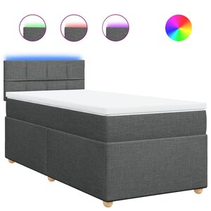 vidaXL Sommier à lattes de lit avec matelas Gris foncé 90x200 cm Tissu
