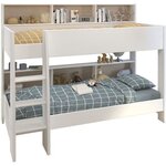 Lits superposés enfant chêne et blanc ombre avec sommiers inclus 2 x 90 x 200 cm