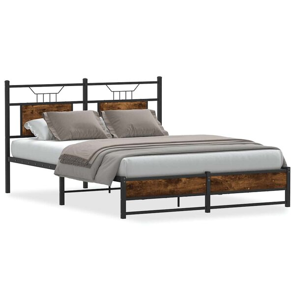 vidaXL Cadre de lit sans matelas chêne fumé 150x200 cm bois ingénierie