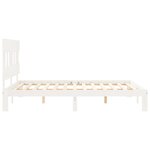 vidaXL Cadre de lit avec tête de lit blanc King Size bois massif