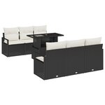 Set de canapé de jardin vidaXL 7 pièces avec coussins noir rattan poly