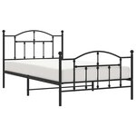 vidaXL Cadre de lit métal sans matelas et pied de lit noir 100x200 cm