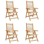 vidaXL Chaises inclinables de jardin lot de 4 beige bois massif acacia