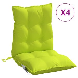 vidaXL Coussins de chaise à dossier bas lot de 4 vert vif