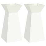 vidaXL Jardinière à pilier 2 Pièces Blanc 35 x 35 x 73 cm Acier