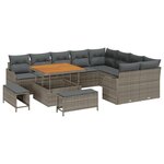 vidaXL Ensemble de sofa de jardin de 12 pièces avec coussins gris poly rotin