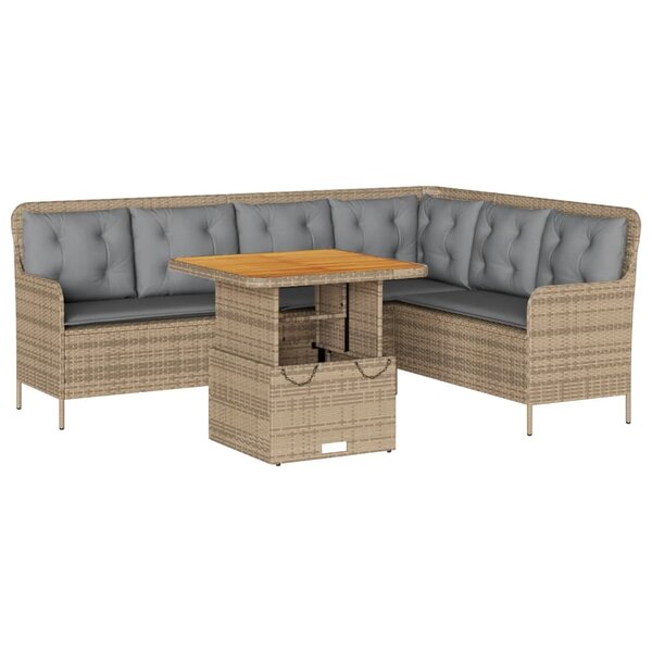 vidaXL Salon de jardin avec coussins 2 Pièces beige résine tressée