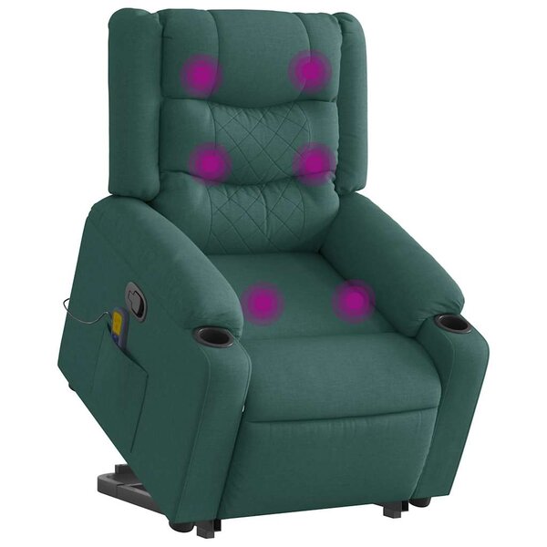 vidaXL Fauteuil inclinable de massage Vert foncé Tissu