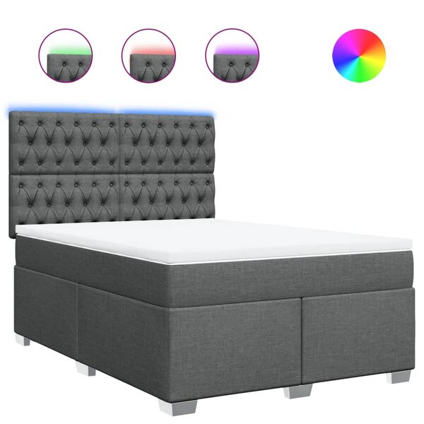 vidaXL Sommier à lattes de lit avec matelas Gris foncé 140x200cm Tissu