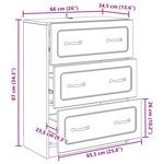 vidaXL Armoire à tiroirs Blanc 66 x 34 5 x 87 cm Bois d'ingénierie