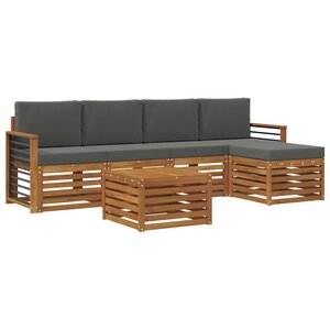 vidaXL Ensemble de canapés d'extérieur 6 pc Naturel et Anthracite