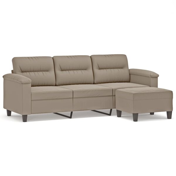 vidaXL Canapé 3 places avec repose-pieds Taupe 180 cm Tissu microfibre
