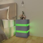 vidaXL Table de chevet à LED Gris 45x35x67 cm Bois d'ingénierie