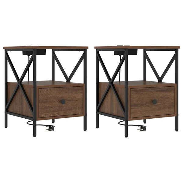 vidaXL Cabinet de chevet avec tiroir Chêne marron 41.5 x 40.5 x 55 cm