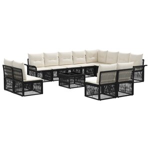 vidaXL Ensemble de canapé de jardin 13 Pièces Noir polyrotin
