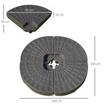 Lot de 4 poids de lestage pour parasols déportés dim. totales 100L x 100l x 10H cm HDPE café