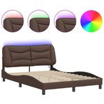 vidaXL Cadre de lit avec lumières LED marron 120x200 cm similicuir