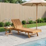 vidaXL Transat avec Table Bois de teck massif Marron