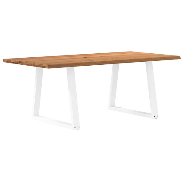 vidaXL Table à manger avec bord naturel 200x100x74cm bois massif chêne