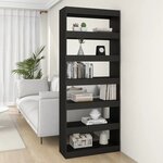 vidaXL Bibliothèque/Séparateur de pièce noir bois d'ingénierie