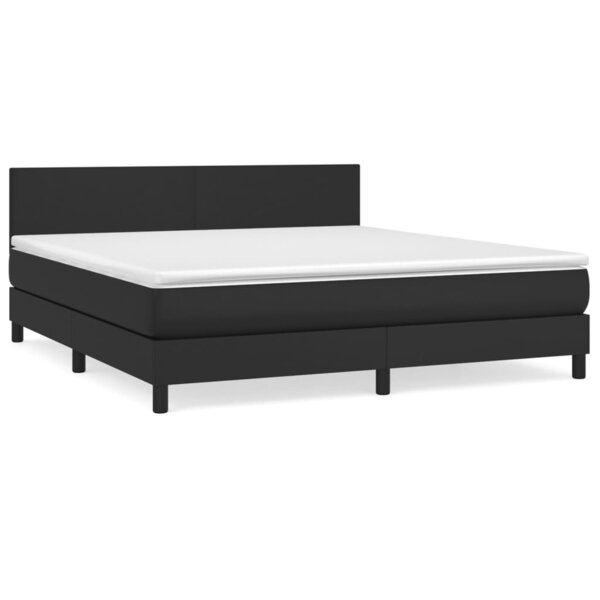 vidaXL Sommier à lattes de lit avec matelas Noir 180x200 cm Similicuir