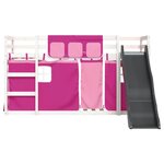 vidaXL Lit superposé sans matelas avec toboggan et rideaux 90x190 cm