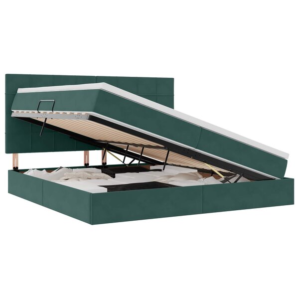 vidaXL Lit avec rangement et matelas Vert foncé 200 x 200 cm Velours