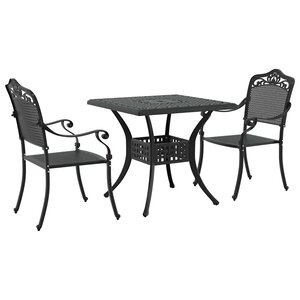 vidaXL Ensemble de tables de jardin 3 Pièces Noir Aluminium coulé