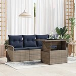 vidaXL Ensemble de canapé de jardin avec coussin 5 Pièces Gris polyrotin