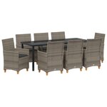 vidaXL Ensemble de salle à manger de jardin de 9 pièces avec coussins en gris poly rattan