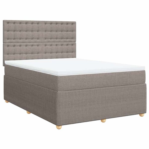 vidaXL Sommier à lattes de lit avec matelas Taupe 140x190 cm Tissu