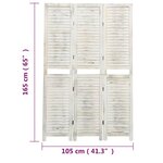 vidaXL Cloison de séparation 3 panneaux Blanc antique 105x165 cm Bois