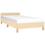 vidaXL Cadre de lit avec tête de lit sans matelas crème 90x200cm tissu
