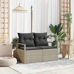 vidaXL Sofa de jardin 2 places avec rangement et des coussins gris en poly rattan