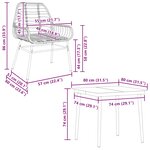 vidaXL Ensemble à manger de jardin 3 Pièces noir résine tressée verre