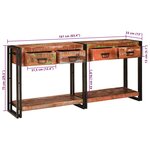 vidaXL Tables console avec tiroir 2 Pièces Multicolore 161 x 33 x 75 cm