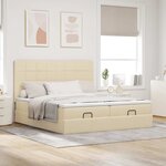 VidaXL Cadre de lit ottoman avec matelas crème 180x200 cm tissu
