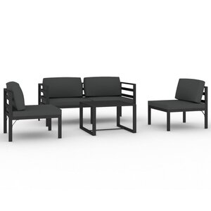 vidaXL Salon de jardin 5 Pièces avec coussins Aluminium Anthracite