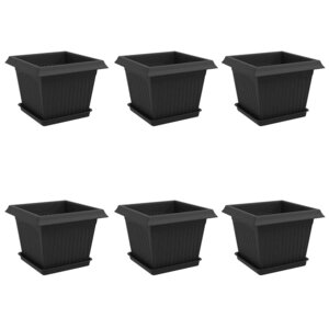 vidaXL Pots de plantes 6 Pièces Noir 23 x 23 x 17 5 cm Plastique