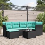 vidaXL Salon de jardin 7 Pièces avec coussins noir résine tressée