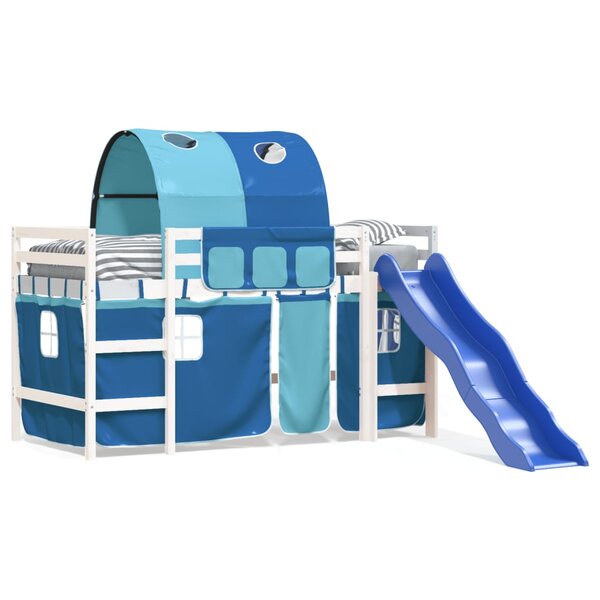 vidaXL Lit mezzanine enfants avec tunnel sans matelas bleu 90x200 cm