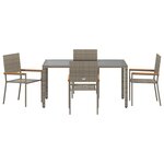 Ensemble de salle à manger de jardin 5 pièces gris poly rattan