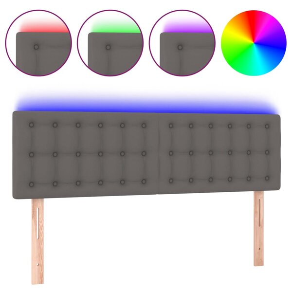 vidaXL Tête de lit à LED Gris 144x5x78/88 cm Similicuir